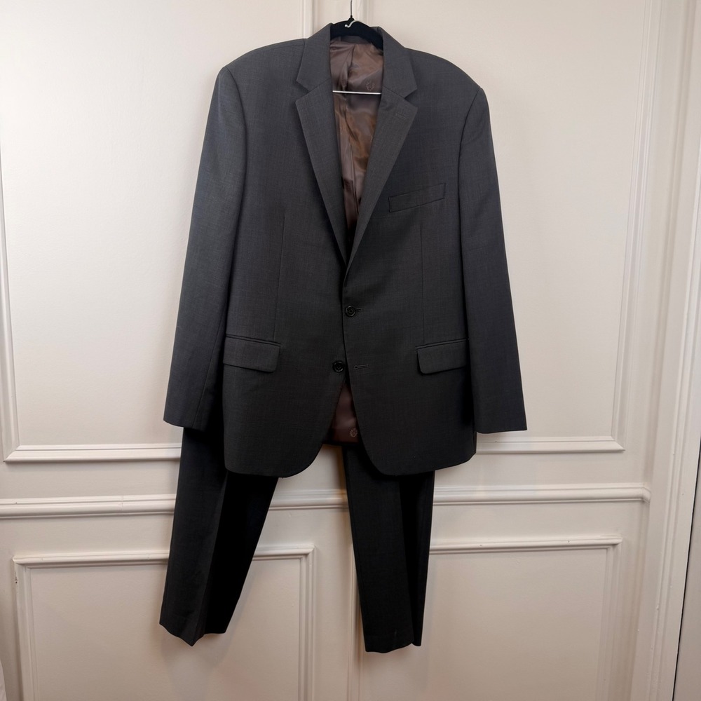 Lauren Ralph Lauren Mens Charcoal Gray Two Button Wool Blend Suit Set 42R 36W